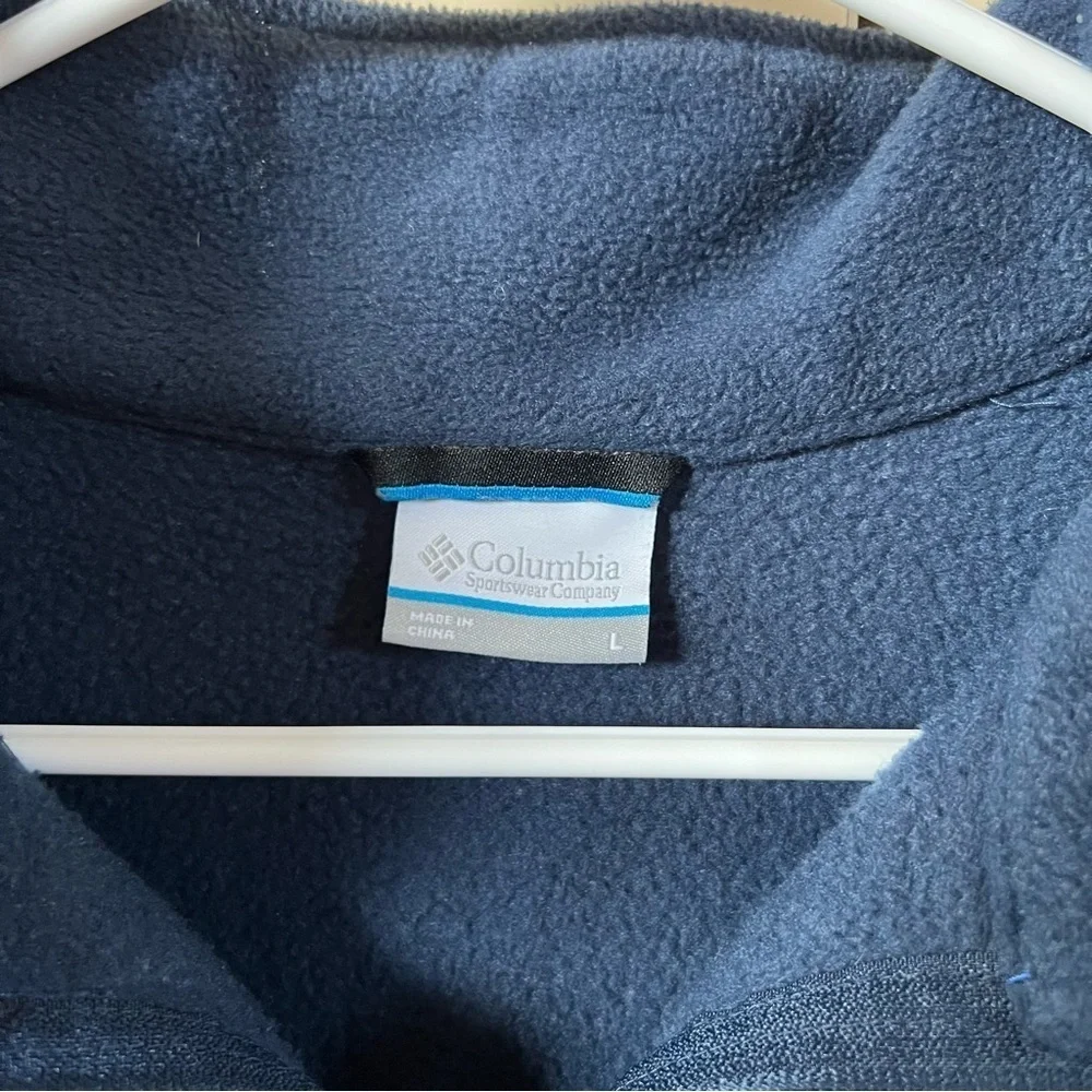 Columbia Large Two Tone Blue Fleece Zip-Up Sweater Jacket Size Large - Picture 4 of 14